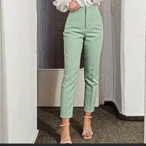 ZARA HIGH WAISTED PANTS mint